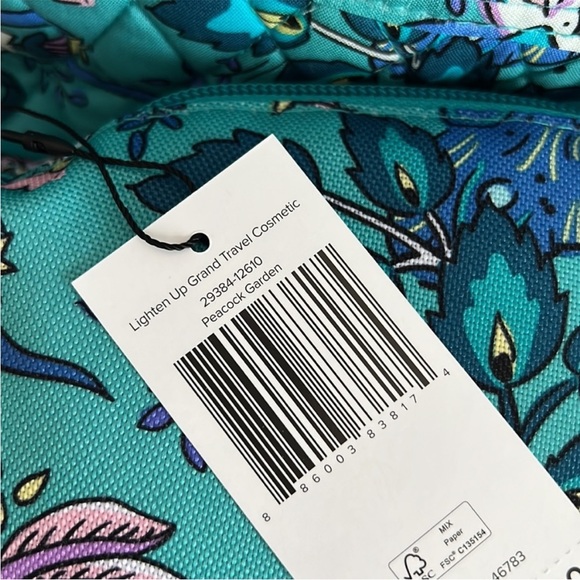 Vera Bradley Lighten Up Large Traveler Duffel and cosmetic bag Peacock Garden - Picture 10 of 16